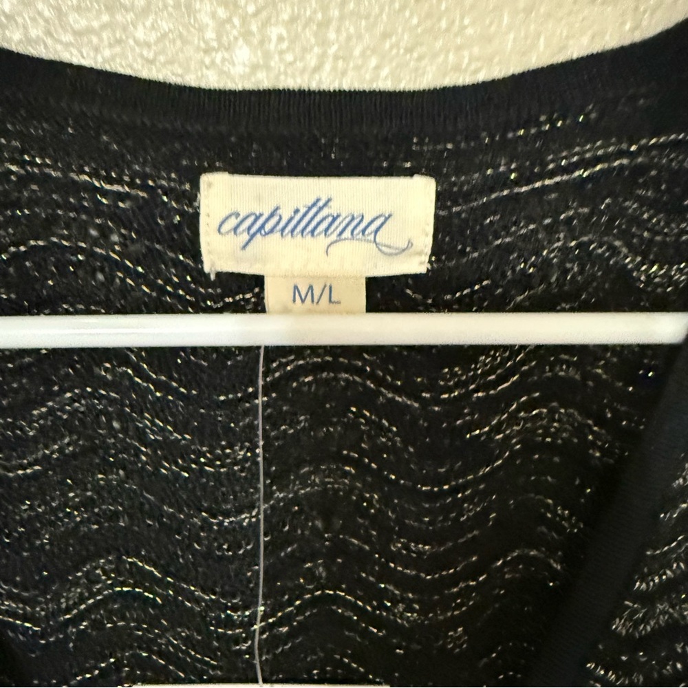NWT Capittana Ella Mini Star Black Metallic Gold Black Coverup Dress Size M/L - Picture 7 of 10